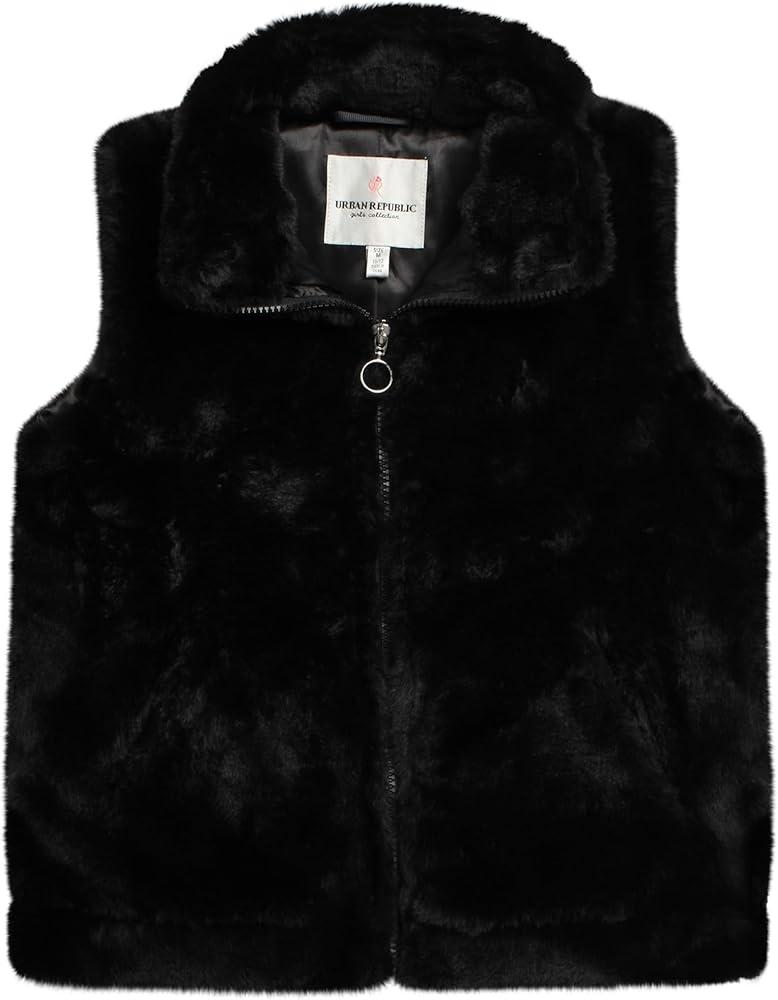URBAN REPUBLIC Girls Faux Fur Vest - Lightweight Sleeveless Sherpa Fleece Vest Plush Fur Coat Cute Clothes for Girls, Size 3T