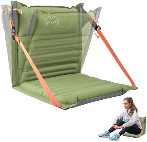 ONTYZZ Stadium Seats with Back Support Inflatable Portable Folding Comfort Seat Waterproof Cushion with Backrest for Sports Events Stadium and Camping, Green : Sports & Outdoors