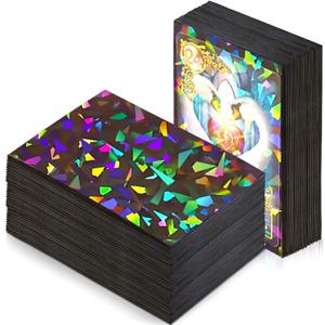 200 Pcs Holographic Card Sleeves Laser Flashing Black Trading Card Sleeves Matte Kpop Card Protector Sleeves Fit for Game Card, Photo, Sports Cards 2.6 x 3.6 Inches, As Pictures Show