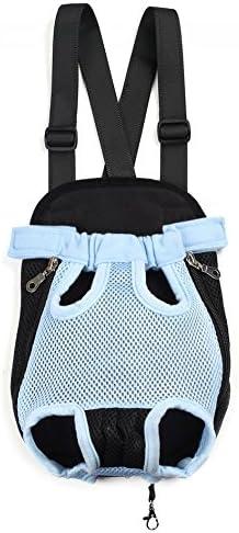 Pet Dog Puppy Cat Carrier Five Holes Backpack Double Shoulder Straps Mesh Front Chest Backpack Bag, S, Blue