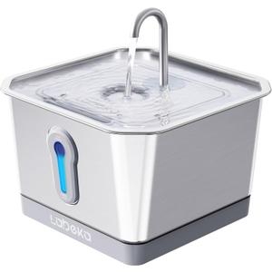Wireless Cat Water Fountain Stainless Steel, 135oz/4.0L Battery Operated Cat Fountain with Radar Sensor and Base, Automatic Pet Water Fountain, Easy Clean for Cats Dogs Multiple Pets