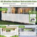 48" Tall 120" Wide Outdoor Retractable Dog Gate All-Weather Resistant/White