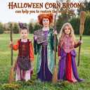 Seenelling 1 Pcs 52 Inch Halloween Witch Broom Natural Corn Broomstick
