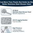 All Metal Shower Head with Handheld - 72" Long Hose High Pressure HandHeId Showerhead Sprayer, Solid Outdoor Showerheads and Brass Holder, Brushed Nickel