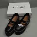 Mary Jane Shoes Women Platform Mary Janes for Women Round Toe Chunky Heels Women's Pumps Fashion Classic Comfortable Dressy Business Casual Shoes Dress Shoes (7.5, Black)