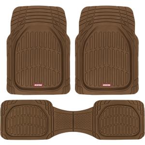 Motor Trend FlexTough Deep Dish All-Weather Floor Mats, Waterproof Trim-To Fit Mats for Cars, Trucks, SUVs - Universal Automotive Floor Liners, Car Accessories, Brown