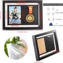 Hacaroa Medal Display Shadow Box, Single Medal and Photo Display Frame Case, Wood Marathon Medal Storage Box for Runners, All Sports Winners, Military Awards, Black