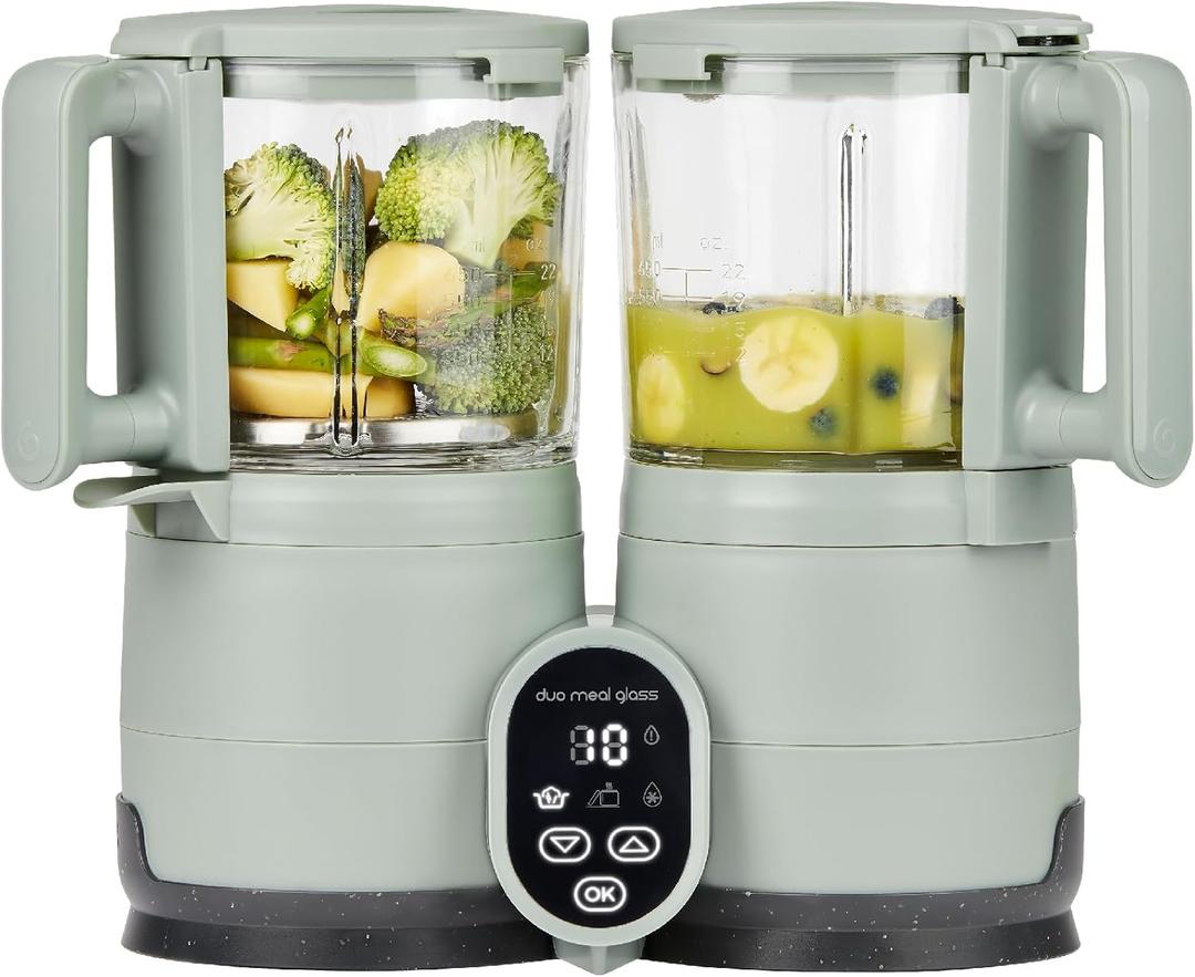 Babymoov Duo Meal Glass Pro, 4-in-1 Baby Food Processor & Steamer, Sage
Nutritionist-Approved, BPA-, Lead & Phthalate-Free: Multi-Speed Blender for Purées, Glass Bowls, Warms