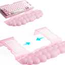 Ergonomic Keyboard Wrist Rest, Adjustable Tilt Stand Combo, Pink Acrylic Cloud Comfort Wrist Support, Customizable Width Riser for Home, Office Desk - Portable Comfortable Typing (Pink)