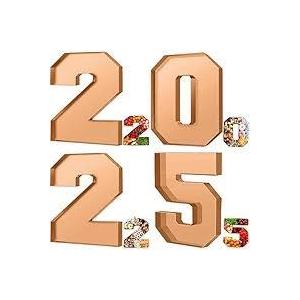Tellingyou 2025 Graduation Charcuterie Number Box 13.7" Grad Celebration Party Fillable Plastic Mache for Chocolate Candy Snack Trays Party Supplies(Kraft Brown)