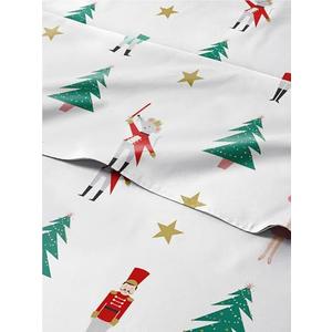 Cal King Christmas Nutcracker Ballet Sheet Set - Holiday Xmas Pattern Bedding Set - Deep Pockets - Snug Fit - 2 Piece - Wrinkle Free - Cozy Festive Winter Holiday Sheets for Women, Men, Kids & Teens, (No Pillowcase)