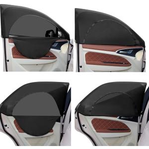 Tallew 4 Pcs Car Window Shades Screen Breathable Car Side Windows Shades Cover Mesh Front Rear Sun Universal Side Automotive Cover for Protection Camping Privacy Blackout(19-25 in, 22-45 in)