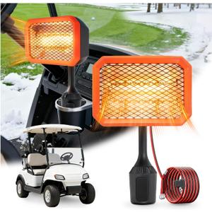 48V Golf Cart Heater Golf Cart Accessories, 400W Safe & Fast Heating Electric Heaters for Golf Cart, Battery Operated Heater with 360 Adjustable Angle Carbon Fiber Heating for Club Car/Yamaha/EZGO