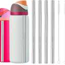4pcs Water Bottle Straws for Owala 24oz 32oz, Stainless Steel Metal Straws Replacement with 2 Straw Cleaners Reusable Tumbler Bottle Accessories Parts for Indoor Outdoor Sports Trips