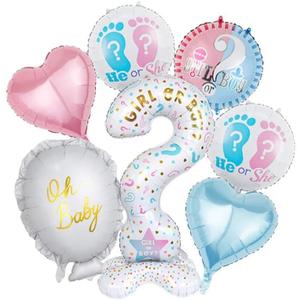 Gender Reveal Party Balloon Set, Question Mark Design, Pink and Blue Foil Balloons, He or She Theme, Baby Shower Decorations