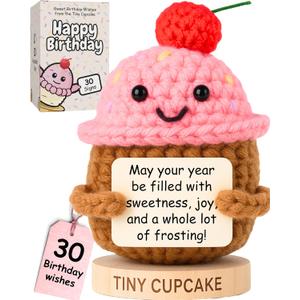 Happy Birthday Gifts for Women - Cute Cupcake Crochet with 30 Sweet Happy Birthday Cards to Melt Her Heart | Funny Gift for Women, BFF, Best Friends, Coworkers, 16th/21st/30th Bday Present or Her