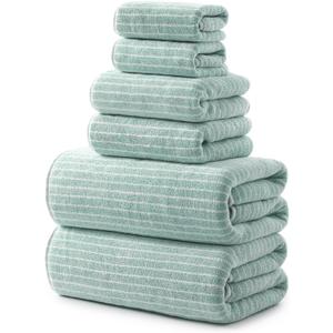 REDKISS Ultra Soft Bath Towels Set of 6 Large 35"x70" | 100% Microfiber, Highly Absorbent & Quick Dry | sage Green Towels for Bathroom, Spa, Gym | 2 Bath, 2 Hand, 2 Washcloths