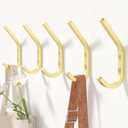 Wall Hooks for Hanging Coats - 10 Pack Gold 3.2'' Double Hook Design, Hat Organizers, Wall Mount Hangers for Bags and Keys, Perfect for Garage, Workshop, Entryway, Closet, and DIY Projects