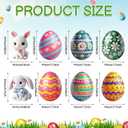 DoubleFill 8 Sets Easter Decorations Outdoor Yard Signs Cute Eggs and Rabbits Signs Easter Bunny Eggs Garden Stakes Spring Lawn Sign Decor for Family Outside Spring Party Supplies