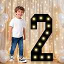 Pooqla 2.4FT Light Up Numbers, Marquee Numbers 2.4 Feet Tall Party Decor for Her Him, Mosaic Big Sign for 2nd 12th 21st Birthday Anniversary Decoration Backdrop, Black Number 2