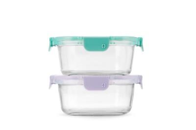 Ello Color Lock 1-Cup Round Glass Food Storage Container, 1pk Dishwasher Safe