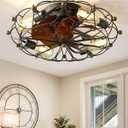 Caged Ceiling Fan with Light,Remote Control,5 Bulbs6 Speeds,20''Caged Ceiling Fans with Lights,Reversible Blades Ceiling Fan with Lights - Black,US Design Patent,for Bedroom,Living Room,study