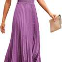 PRETTYGARDEN Women's Midi Summer Dresses Casual V Neck Swiss Dot Ruffle Sleeveless A Line Beach Sun Dress (Purple), L