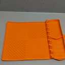 Silicone Tools Mat for Griddle Kitchen Cooking Baking Countertop-Side Shelf Spatula Mat with Drip Pad for Blackstone Weber Traeger Pit Boss Flat Top Grill Smoker- BBQ Accessories Gifts for Men(Orange)