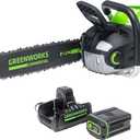 Greenworks 82V 20" Brushless (3.4 kW) Cordless Chainsaw (205 Cuts Per Charge), 4.0Ah Battery and Dual Port Rapid Charger (Great For Landscapers and Professionals)