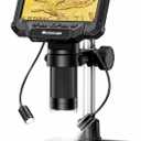 Coin Microscope with Light, 4.3-Inch LCD 1000X - 1080P Video, Rechargeable, 8-LED Ring + 2 Aux Lamps, USB Type-C PC Connect, Coin Magnifier, Coin Magnifier Microscope for Error Coins