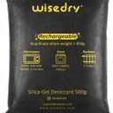wisedry 2 x 500 Gram [2.2 lbs] Rechargeable Silica Gel Car Dehumidifier, Microwave Fast Reactivated Desiccant Packets Large for Gun Safe Closet Basement Garage Storage Moisture Absorber Bag Reusable