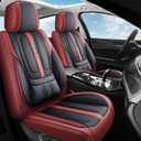 PU Leather Car Seat Covers, Universal Front 2 or Full 5 Seat Set, Waterproof Seat Protectors Easy Installation for Cars Trucks SUVs (Red, Front Pair)