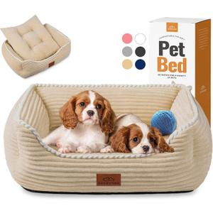 Rectangle Cat Dog Bed for Pets Indoor Outdoor Machine Washable Sleeping Sofa Non-Slip Bottom Soft Puppy Bed Durable Orthopedic Calming Pet Cuddler (Medium, Coffee)