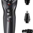 Electric Razor for Men, rategist Rechargeable Electric Shaver, Waterproof Wet Dry Cordless Razor, Adjustable Speeds, with Nose Hair Trimmer, Sideburns Trimmer