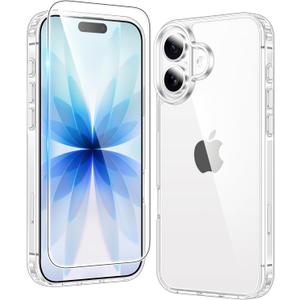 FNTCASE for iPhone 17 Clear Case: Military Grade Drop Protection Anti Yellowing Cell Phone Cover - Rugged Shockproof Protective Bumper Transparent Phonecase