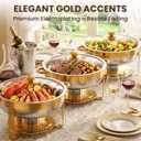 7QT Gold Chafing Dishes for Buffet, 4 Pack Round Chafer Set