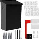 TonGass 7.1"x10.1"x3.8" Wall-Mount Mailbox for House with Flag and Number Stickers, Mailboxes for Outside Wall Mount with Screws Ideal for House Outdoor Use, Rust-Proof Carbon Steel Mailbox - Black
