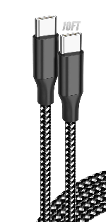 USB C Cable Fast Charging, 3 Pack 10FT USB C to USB C Cable, 60W Type C Nylon Braided Charger Cable for iPhone 16/15/iPad MacBook CarPlay and More-(Black White)