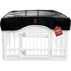 PJYuCien Dog Playpen Mesh Top Cover, Fits 36 Inch 4 Panels Regular Square Plastic Exercise Pet Pen, Adhesive Tape Connections, Black (Note: Cover Only, Fence Not Included)