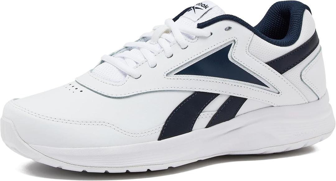 Reebok Mens Walk Ultra 7 DMX Max Walking Sneakers for Men (8.5 X-Wide, White/Cold Navy/Classic Royal)