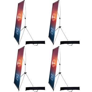 USCNC X Banner Stand Adjustable Fit Banner 23 x 63 to 32 x 78 Inch(STAND ONLY), Portable Travel Bag,Suitable for advertising, stores, exhibitions, restaurants, events, birthday parties, and other occasions (4 Pack)