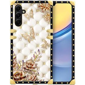 Case Compatible with Samsung Galaxy A15 5G Case,Luxury Soft TPU & Hard PC Back for Girls Women,Shockproof Protective Cover,Diamond Butterfly
