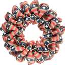 18 Inch Burlap Forth of July Patriotic Wreath for Front Door, Red Stripe Blue Star Ribbon Natural Burlap Color Wreath for Home Decor, Memorial Day Independence Day Home Decor