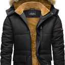 TACVASEN Men's Winter Jacket with Hood Water Repellent Windproof Thicken Parka Winter Coat, XL