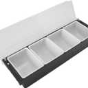Salad Bar Buffet Station For Home, Black Plastic Transparent Lid Condiment Containers With Lids Fruit Tray with Detachable for Fruits, Vegetables, Sauces, Gravies, Dips
