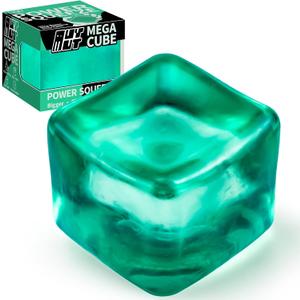 Premium MEGA Cube Extra Large Ultra-Firm Gel Squishy Fidget Toy | Stress Balls for Adults with Non-Sticky, Odor-Free Shell & Reinforced Dual Leak-Proof Seals for Heavy-Duty Use | 1-Pack Green, 2.55 inch