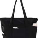 CTWWFS Tote Bag for Women, Travel Essentials Large Tote Bag with Zipper, Top Handle Handbag for Travel, Work (Black)