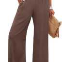 ANRABESS Womens Wide Leg Palazzo Pants Summer Beach High Waisted Cropped Flowy Pants 2026 Dressy Casual Trousers with Pockets (Small, Brown)