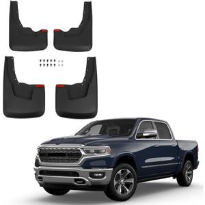 RMOURTEKK Mud Flaps Compatible with Dodge Ram 2019-2023 2024 Ram 1500 (New Body Style) with OEM Fender Flares Custom Front and Rear Mud Guard Set (4pcs-Set) (NOT TRX Model)