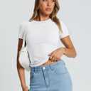 Trendy Queen Womens Basic T Shirts - Stretchy Soft Slim Fit Short Sleeve Y2k Cute Summer Crop Workout Tops (White, M)